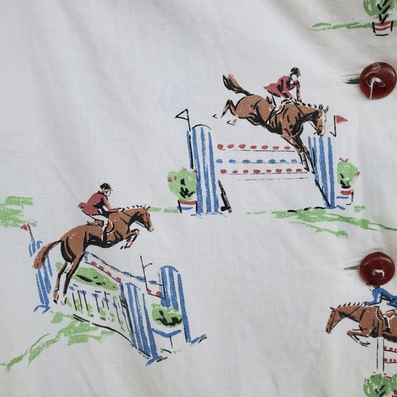 Vintage Chore Jacket 60s 70s Novelty Print Cotton - Picture 11 of 13